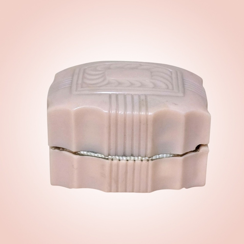 Vintage Art Deco Celluloid Ring Box Peach Pink 1920s 1930s Engagement Case - Picture 4 of 10